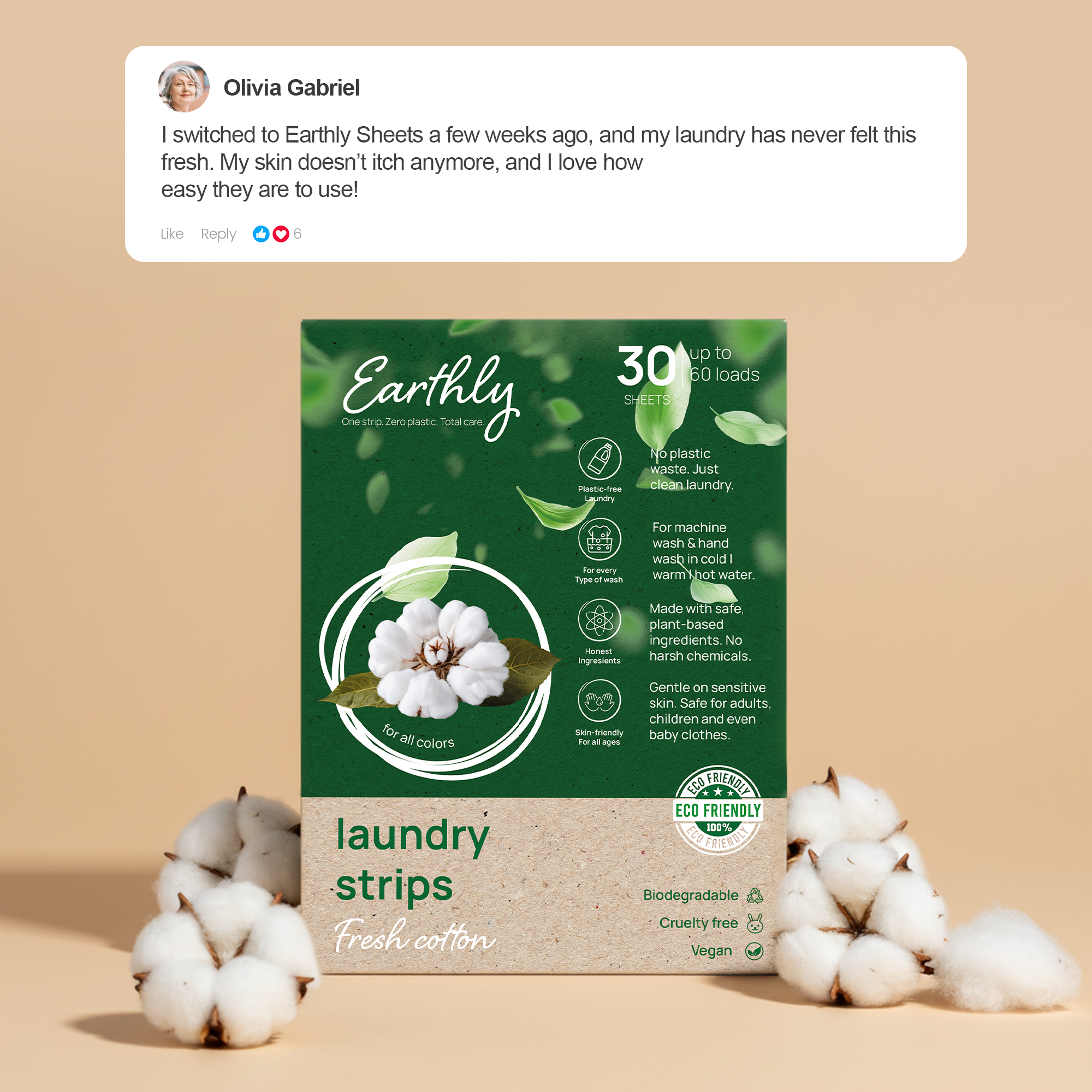 Eco-friendly Laundry Strips – Fresh Cotton ✨