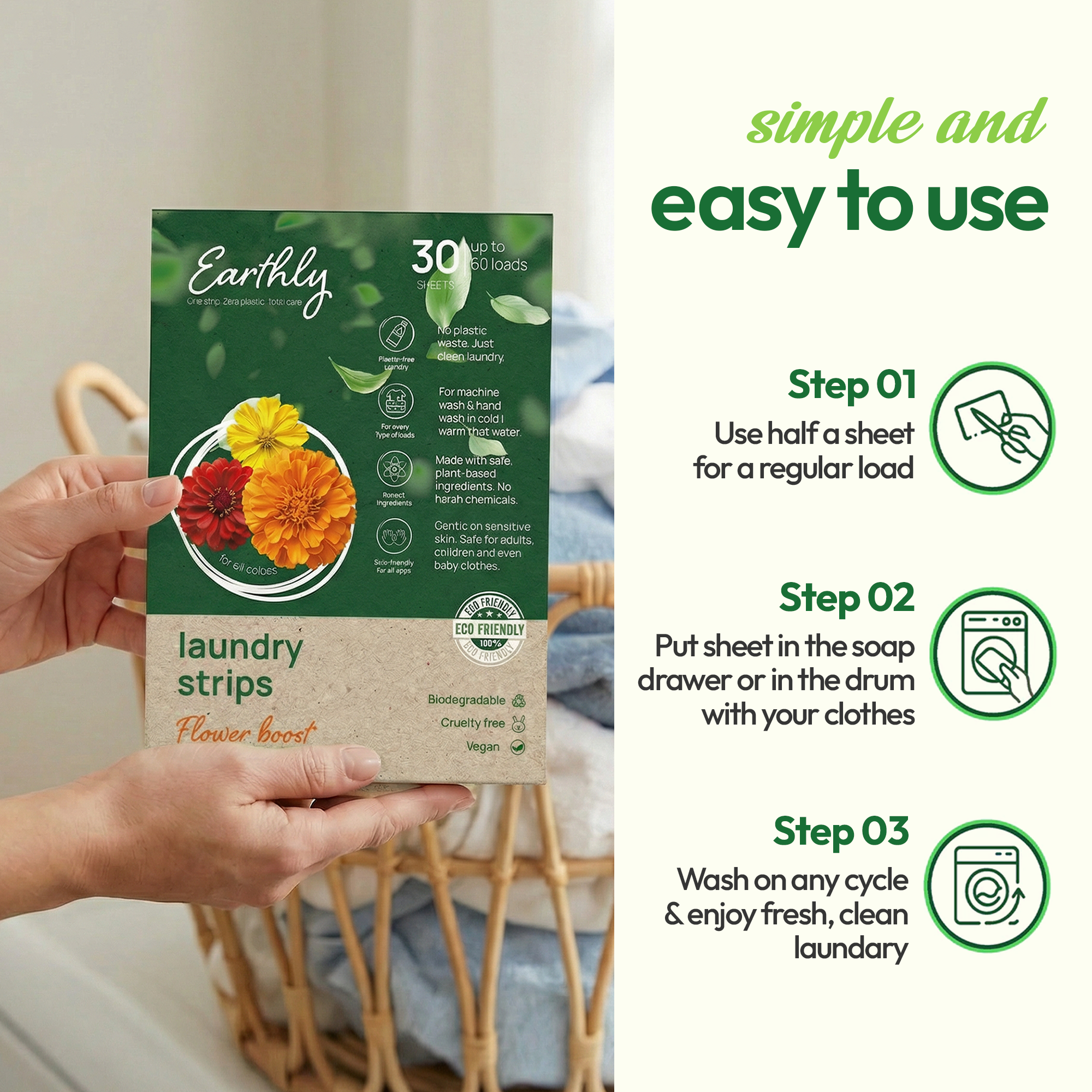 ZERO-RESIDUE LAUNDRY STRIPS.