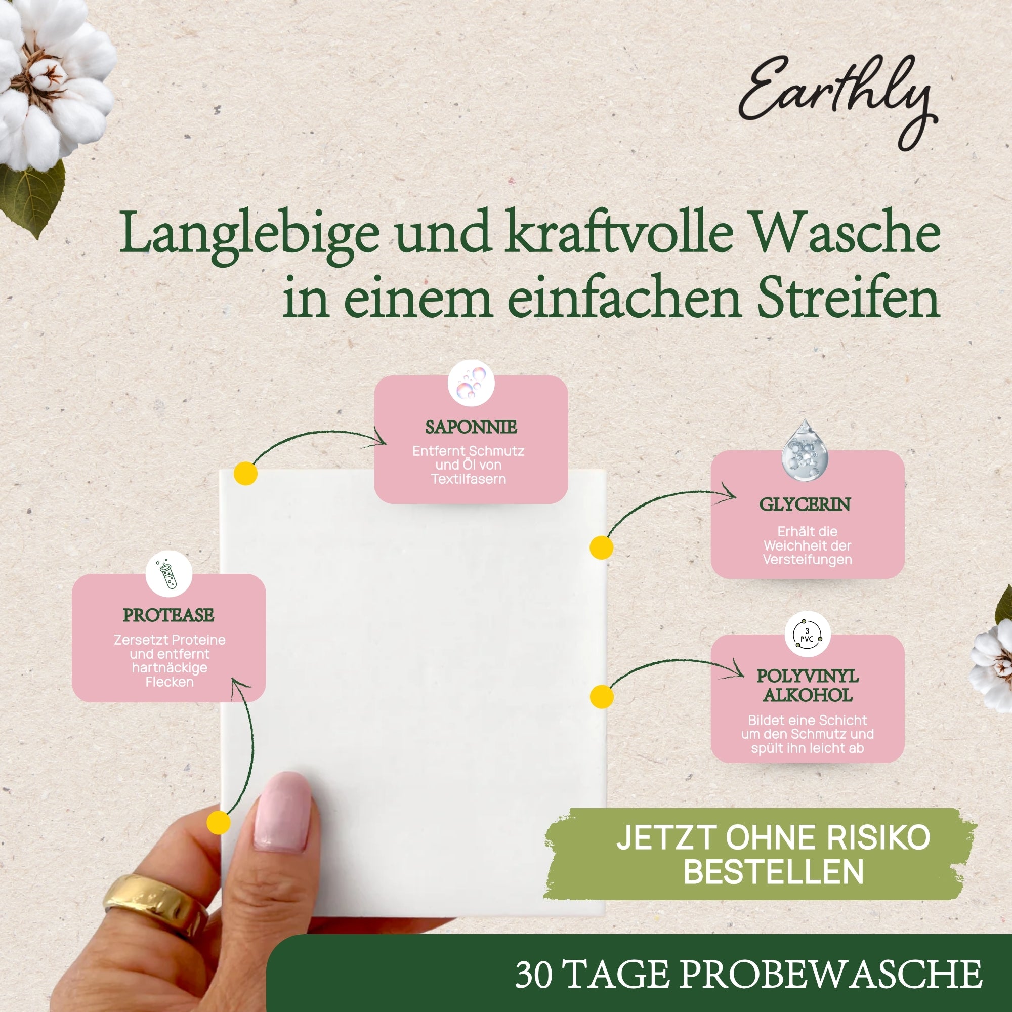 Umweltfreundliche Waschstreifen